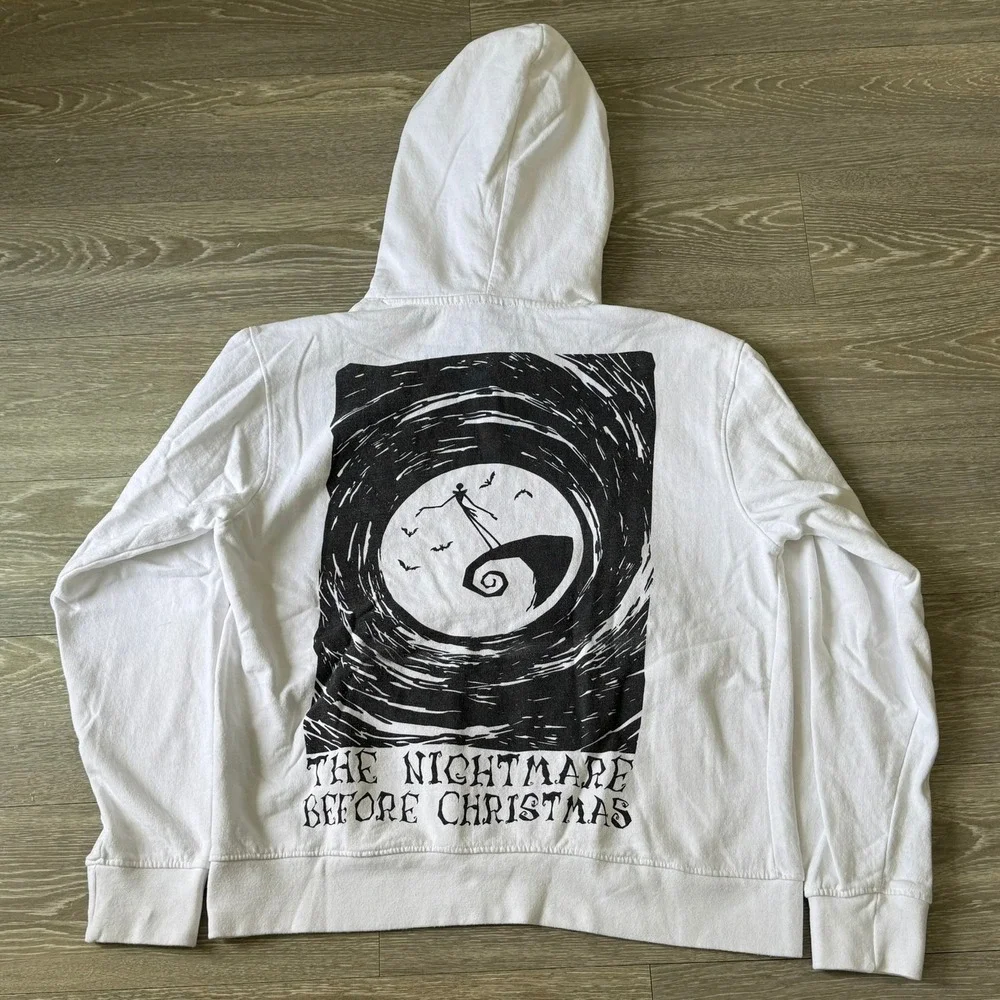Disney Nightmare Before Christmas White Pullover Hoodie Womens Large
